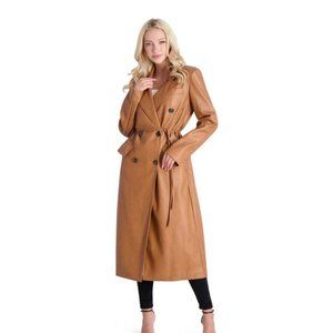 Avec Les Filles Faux Leather Trench Coat